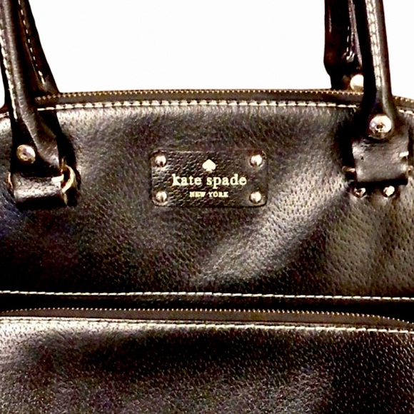 KATE SPADE Black Leather Satchel Top Zipper Bag with Front Zipper Pocket - Picture 2 of 16